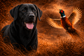 Black Lab & Pheasant - Print on Canvas