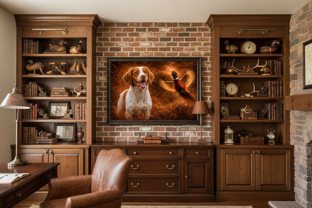 Brittany Spaniel & Pheasant - Print on Canvas