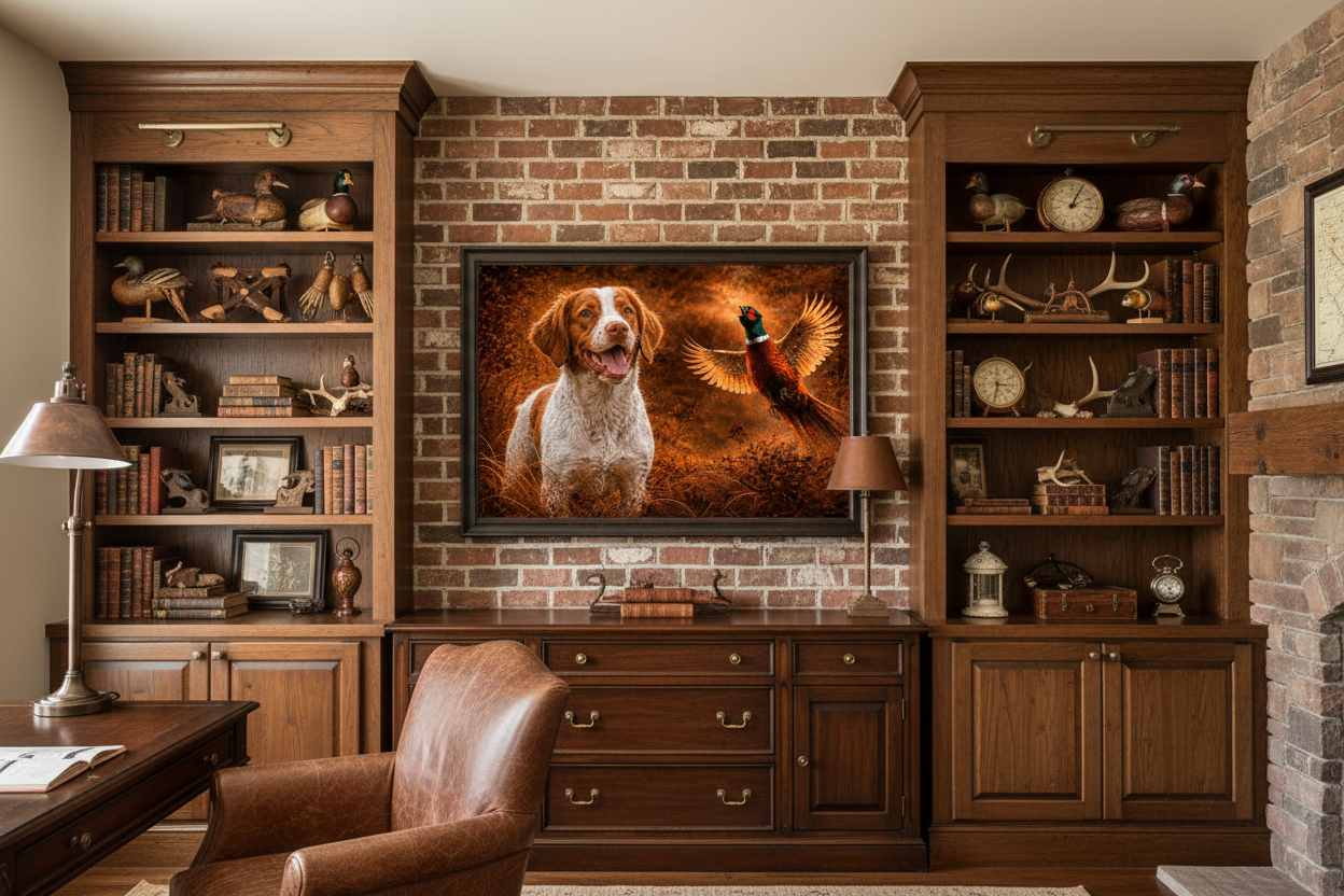 Brittany Spaniel & Pheasant - Print on Canvas