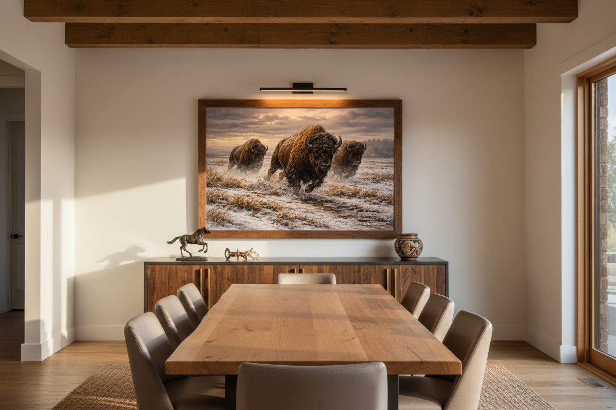 Buffalo On The Move - Print On Canvas