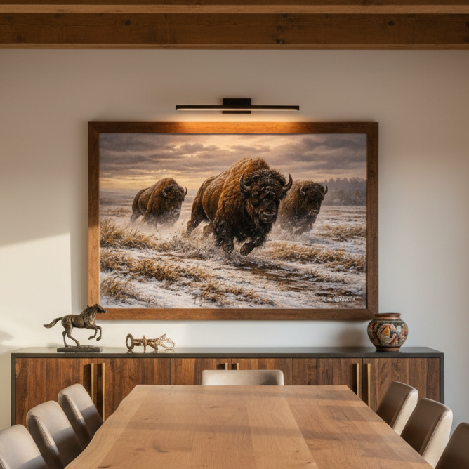 Buffalo On The Move - Print On Canvas