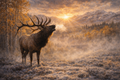 Bugling Wyoming Elk - Print On Canvas