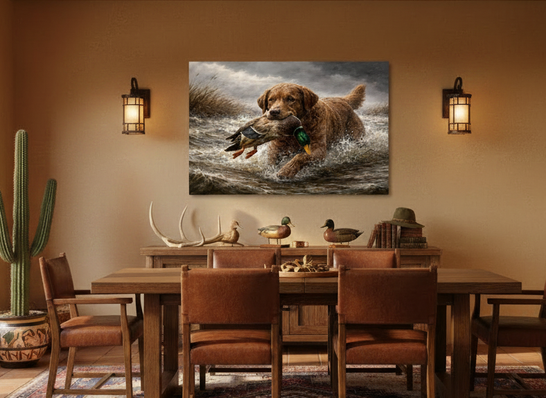 Chesapeake Bay Retriever "Last Retrieve Of The Day" - Print on Canvas