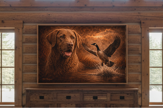 Chesapeake Bay Retriever & Canada Goose - Print on Canvas