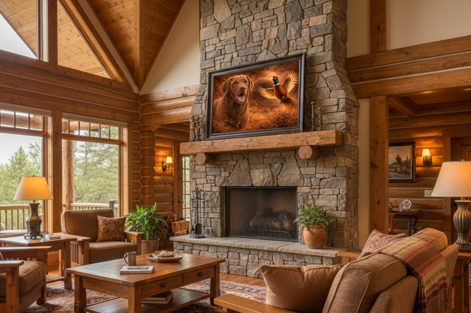 Chesapeake Bay Retriever & Pheasant - Print on Canvas