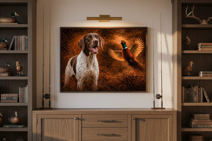German Shorthair Pointer & Pheasant - Print on Canvas