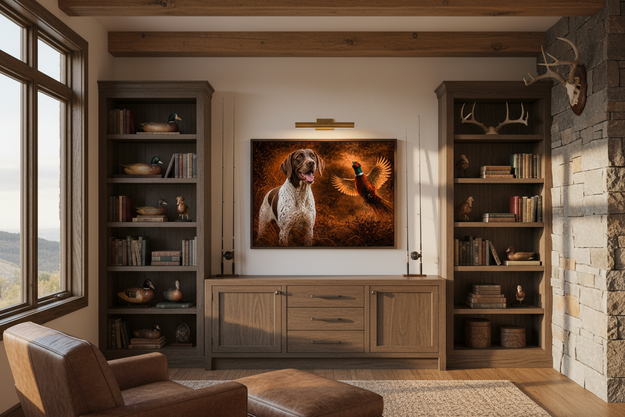 German Shorthair Pointer & Pheasant - Print on Canvas