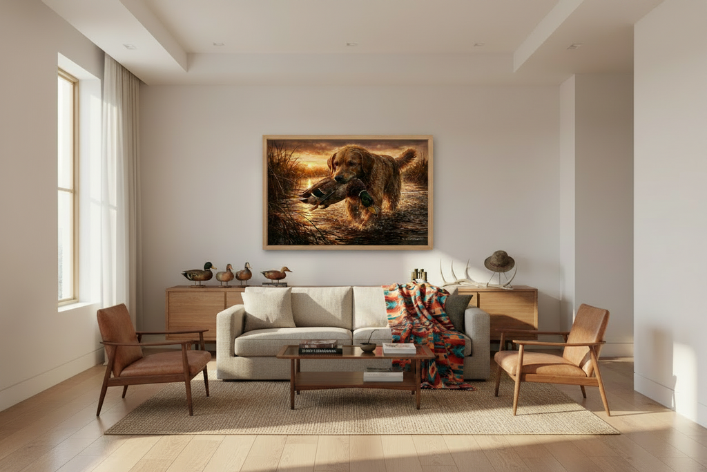 Golden Retriever "At Sundown" - Print on Canvas