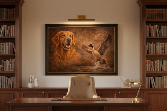 Golden Retriever & Pintail Duck - Print on Canvas