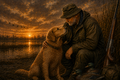 Golden Retriever & Duck Hunter - Print on Canvas