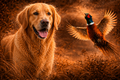 Golden Retriver & Pheasant - Print on Canvas