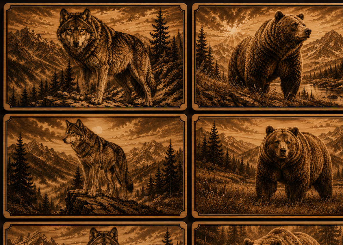 High Plains Predators Laser-engraved Wood Placemats - Set of 6