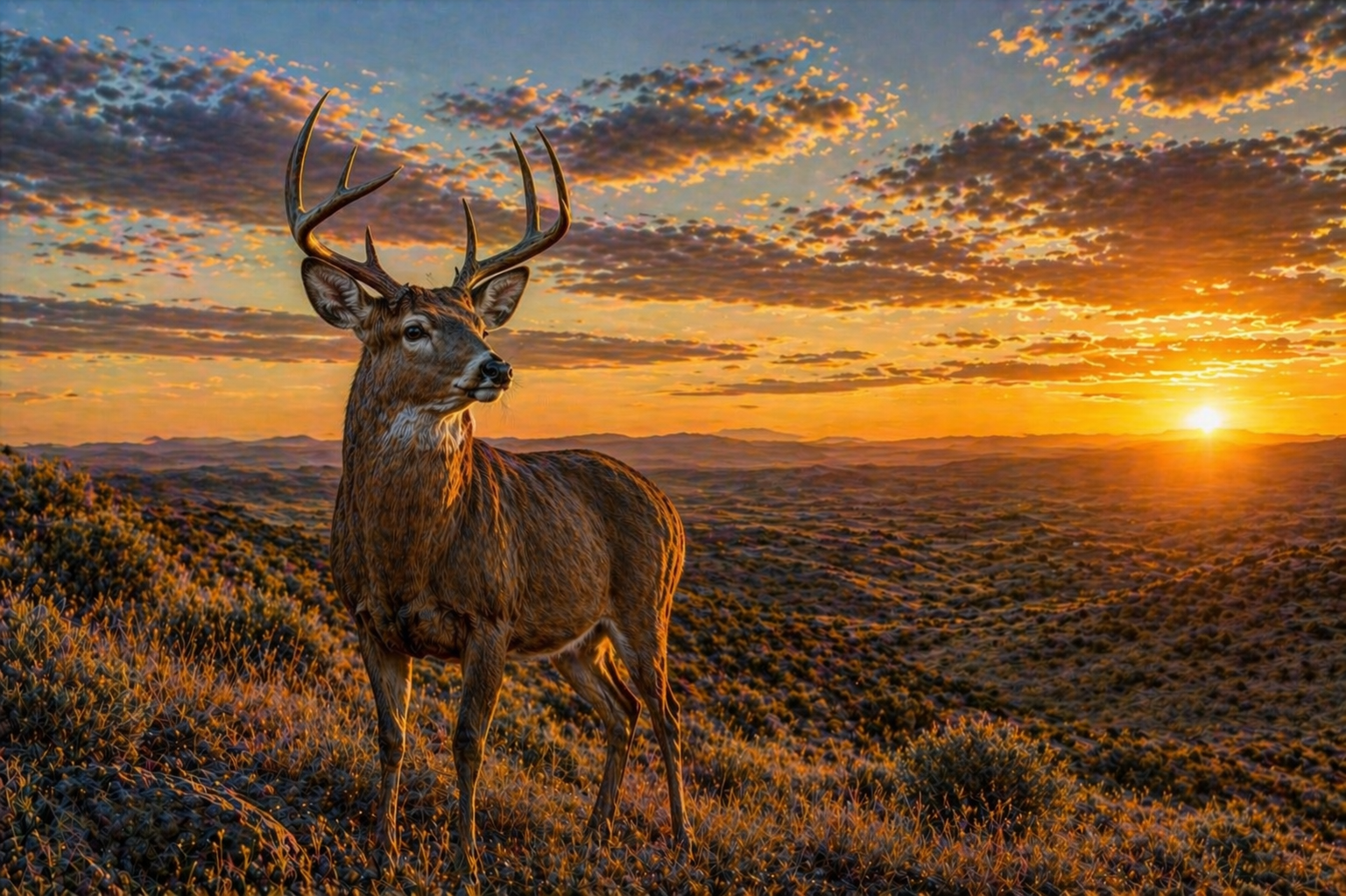 High Plains White-Tailed Deer - Print On Canvas