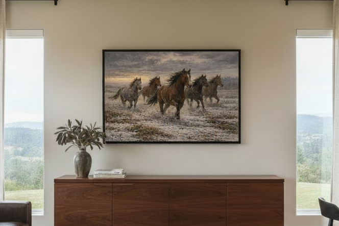 Mustangs On The Move - Print On Canvas