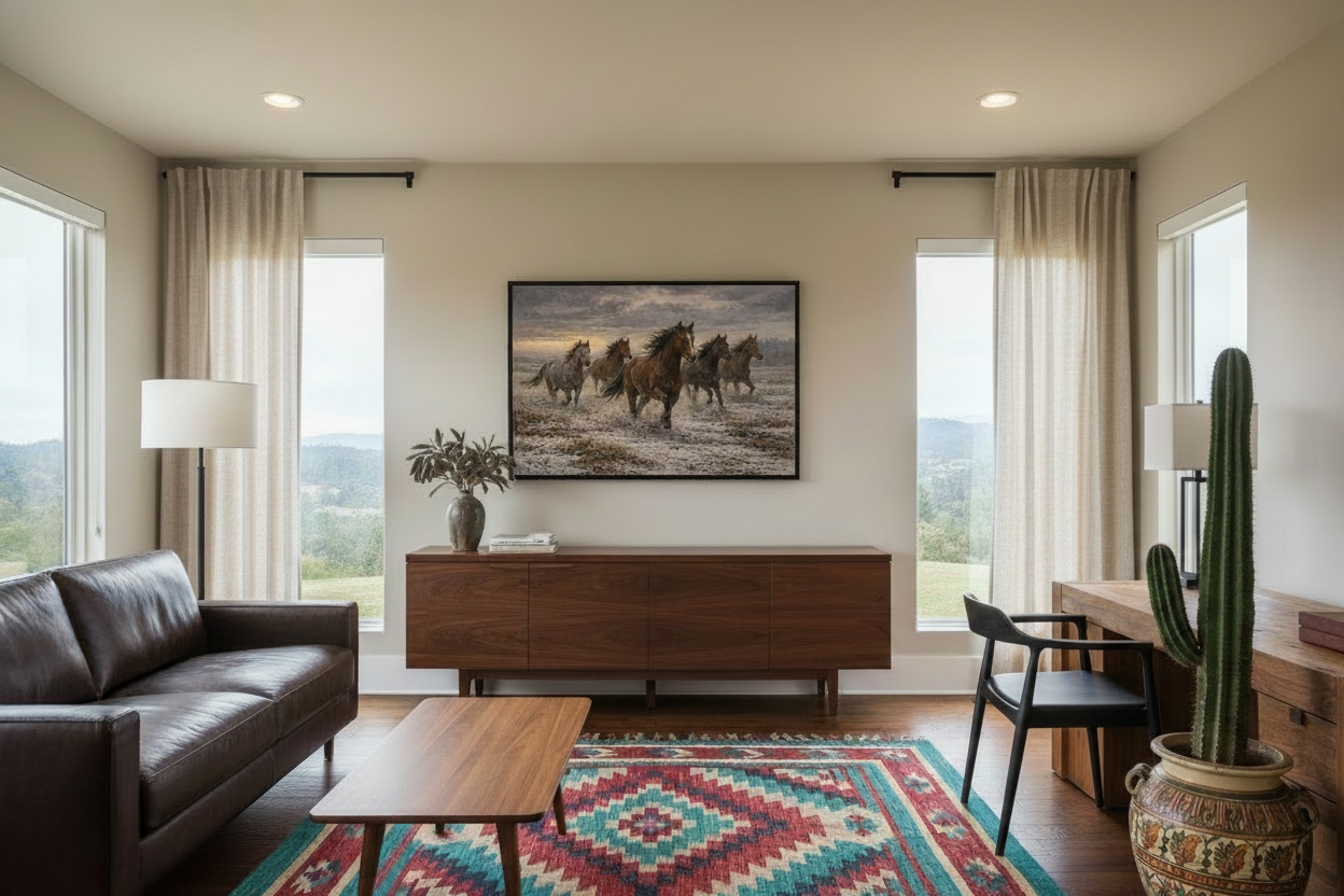 Mustangs On The Move - Print On Canvas