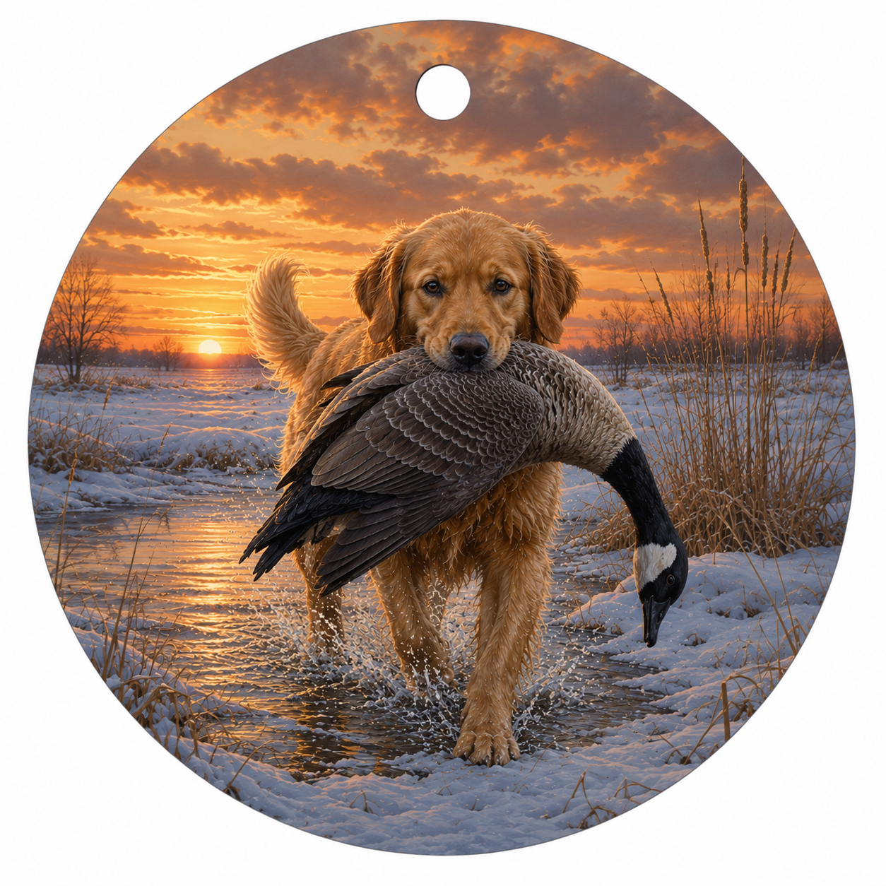 Ceramic Ornaments - Golden Retriever & Game Birds, Set of 6