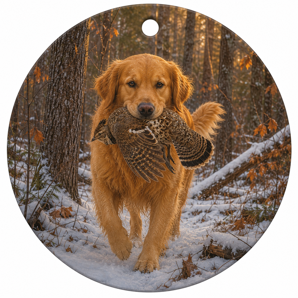 Ceramic Ornaments - Golden Retriever & Game Birds, Set of 6
