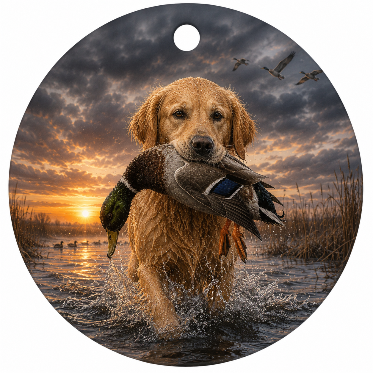 Ceramic Ornaments - Golden Retriever & Game Birds, Set of 6