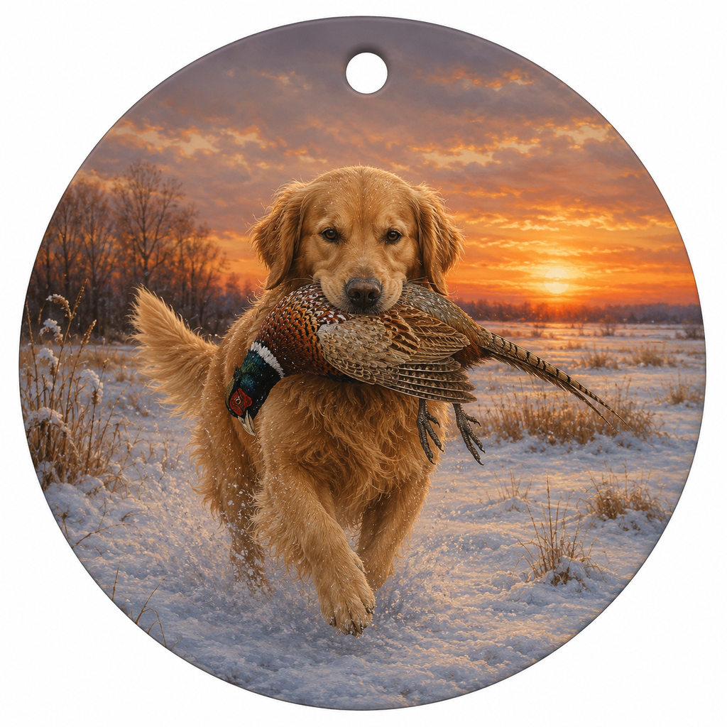 Ceramic Ornaments - Golden Retriever & Game Birds, Set of 6