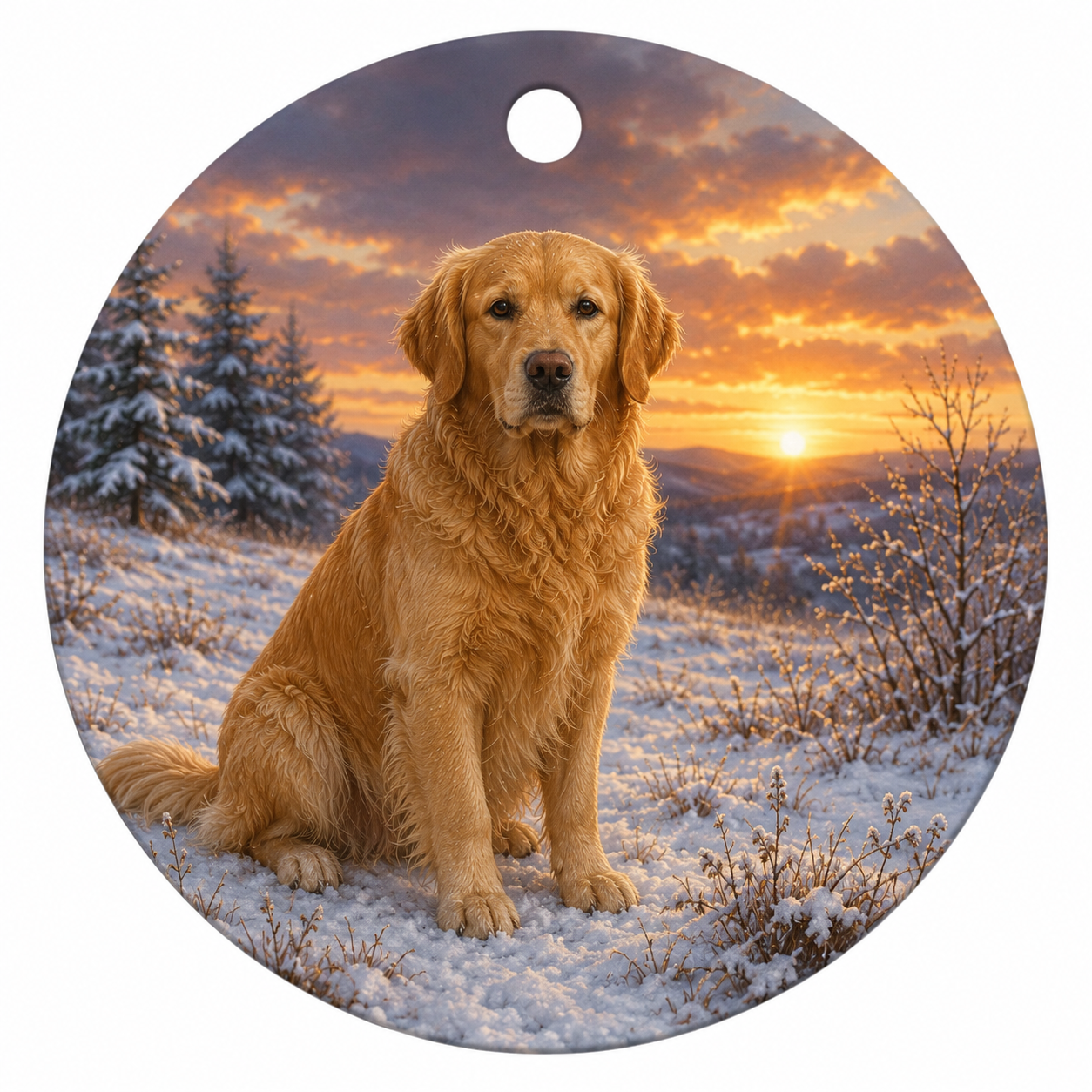 Ceramic Ornaments - Golden Retriever & Game Birds, Set of 6