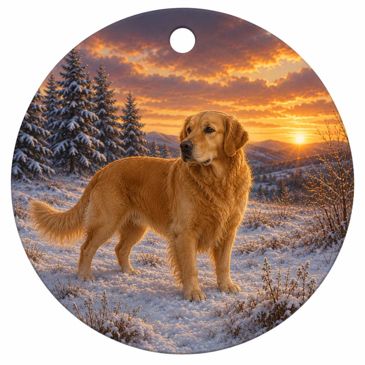 Ceramic Ornaments - Golden Retriever & Game Birds, Set of 6