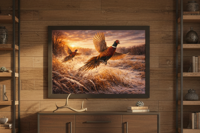 Ring-Necked Pheasant "Flush At First Light" - Print On Canvas