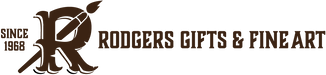 Logo of Rodgers Gifts & Fine Art - Since 1968 with a stylized 'R' and text on a transparent background.