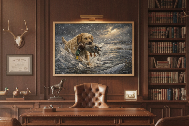 Yellow Lab "Breaking Ice" - Print on Canvas