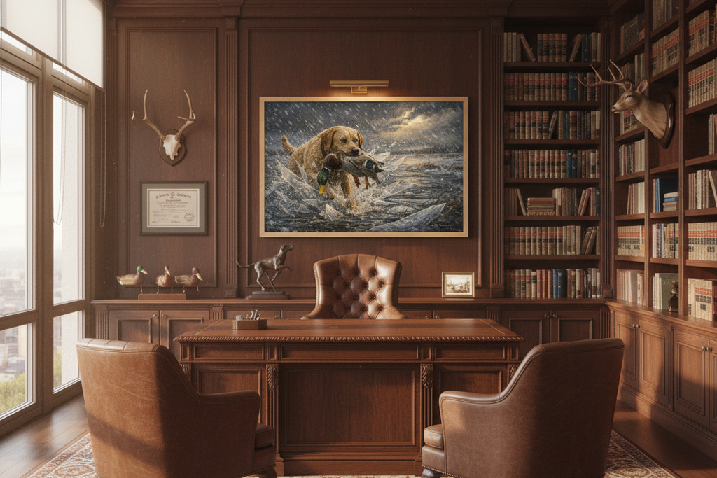 Yellow Lab "Breaking Ice" - Print on Canvas