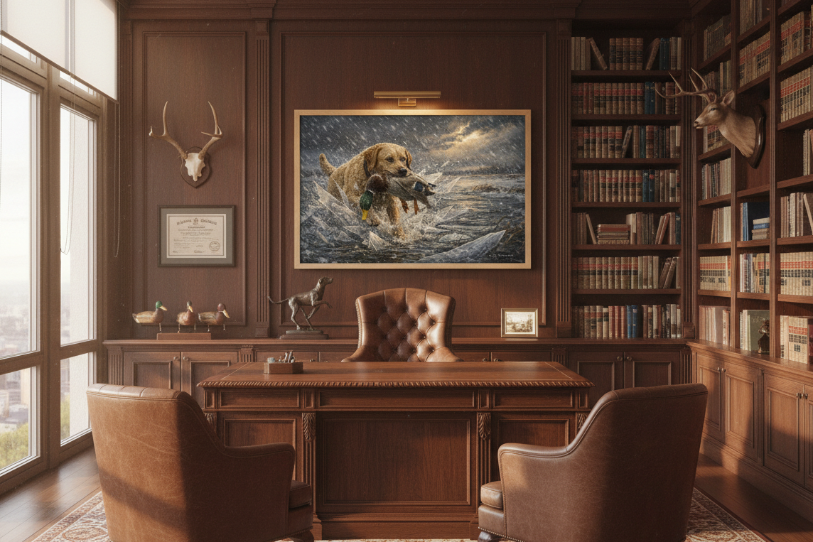 Yellow Lab "Breaking Ice" - Print on Canvas